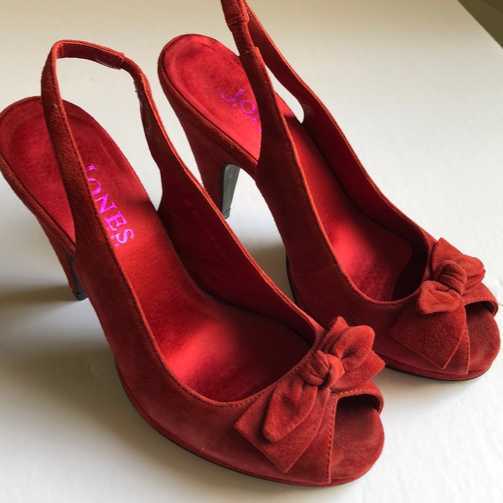 Red Suede Slingback Heels